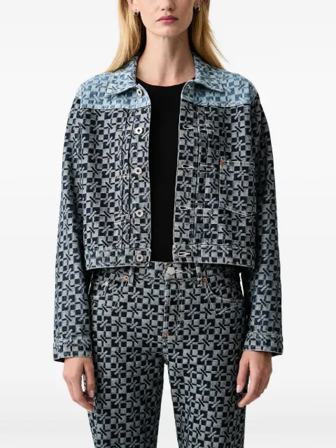 Kenzo Kenzogram monogram-pattern cropped denim jacket