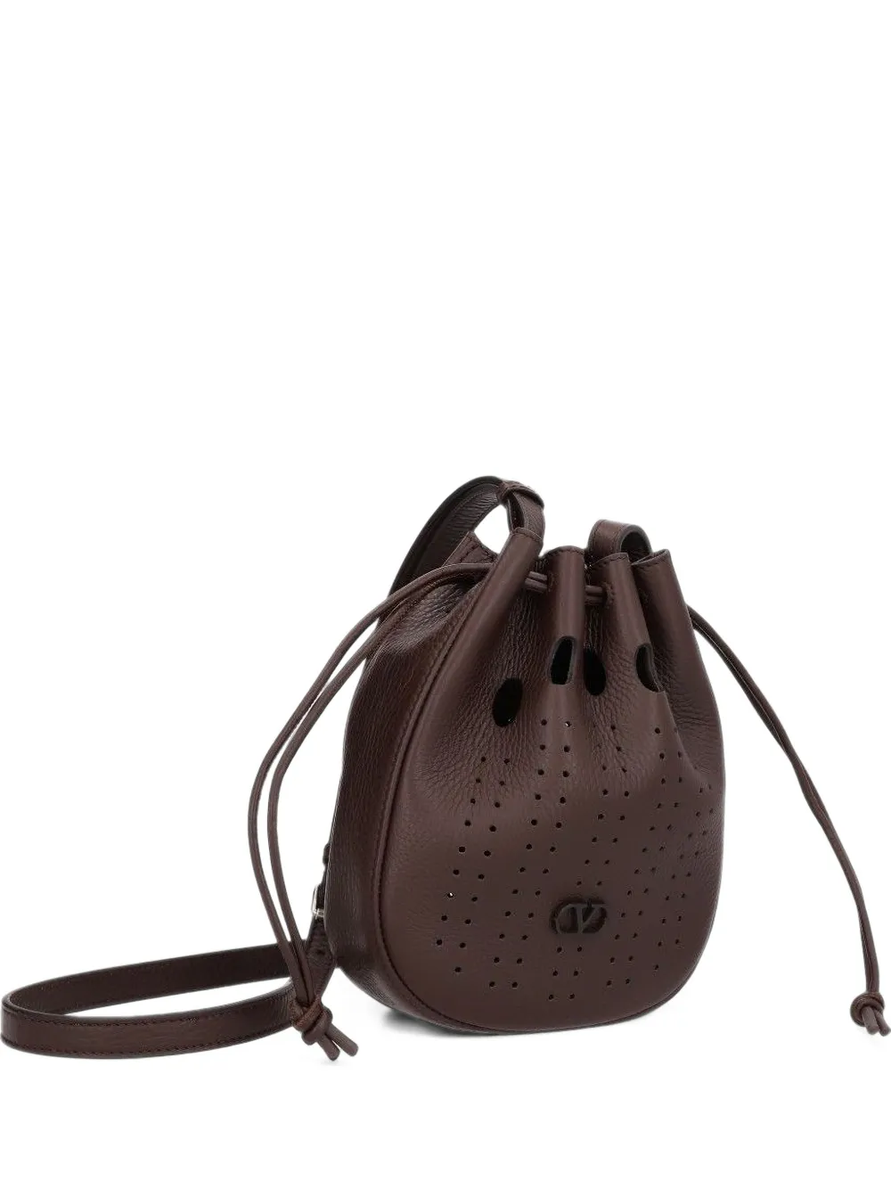 Valentino Garavani Signature perforated leather messenger bag - Marrone