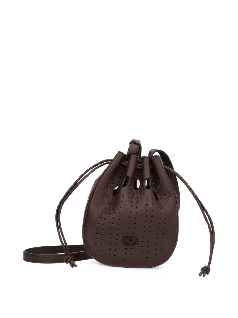 Valentino Garavani Signature perforated leather messenger bag Bruin