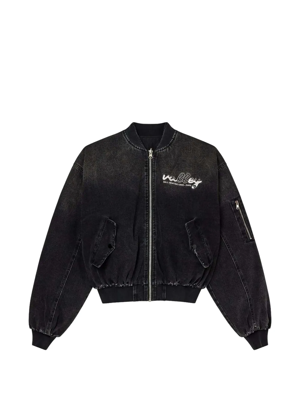 Vale faded-effect zip-up bomber jacket - Nero