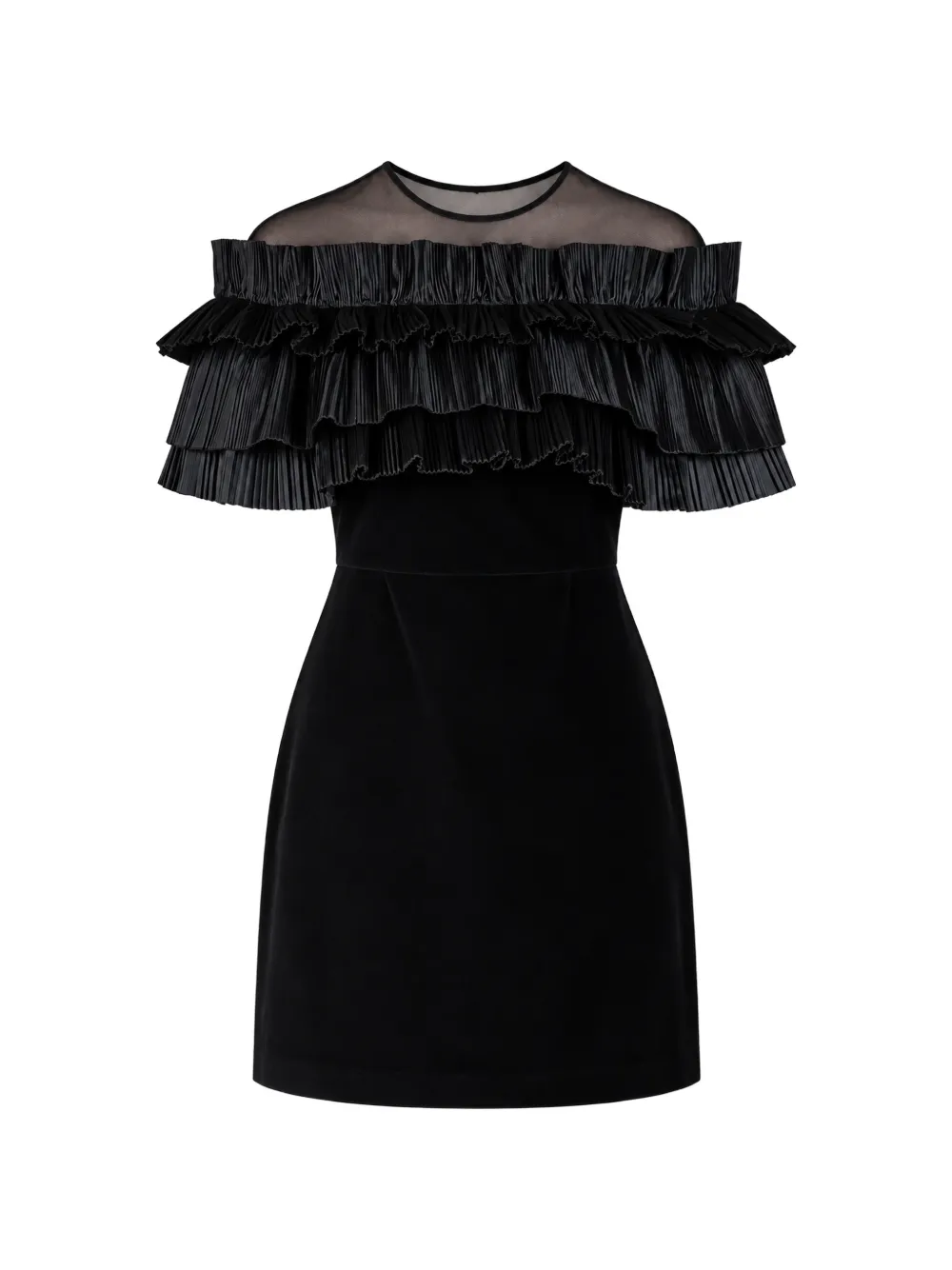 Elisabetta Franchi La Mia Bambina ruffled pleated-sleeve dress - Nero