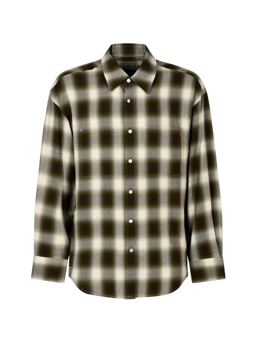 Wooyoungmi check-pattern logo-print shirt - Green