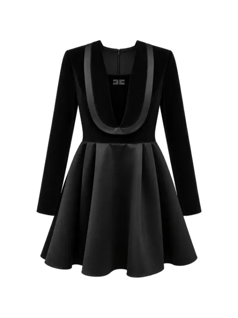 Elisabetta Franchi La Mia Bambina vestido con paneles de terciopelo y logo de strass