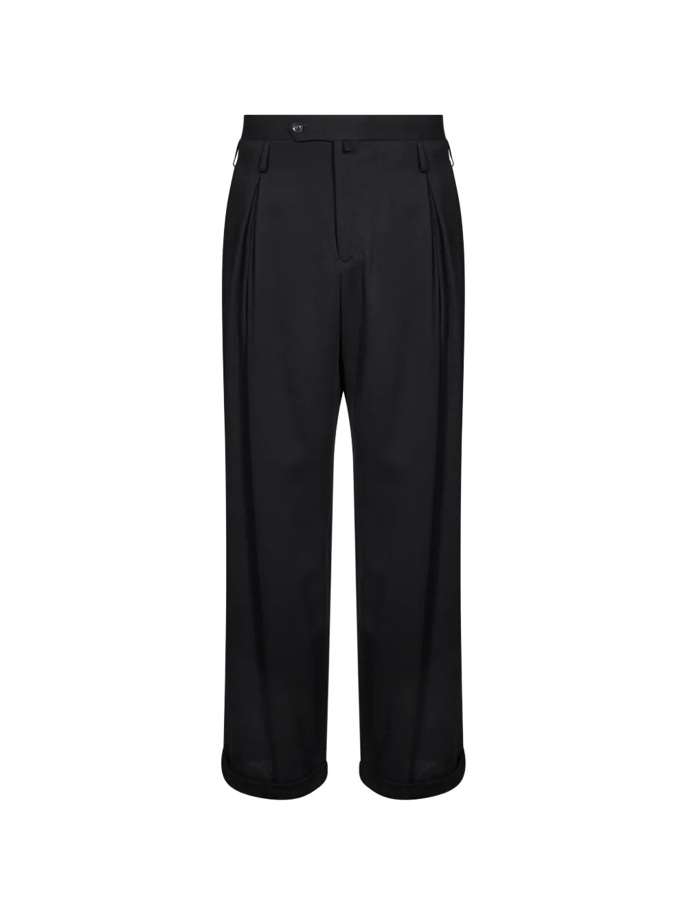 soshiotsuki 褶饰卷边长裤 | 黑色 | Image 1