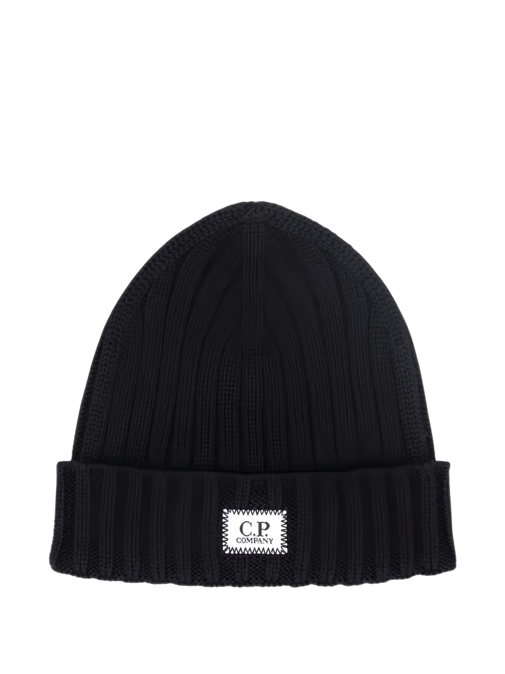 C.P. Company extrafine merino wool logo beanie Zwart