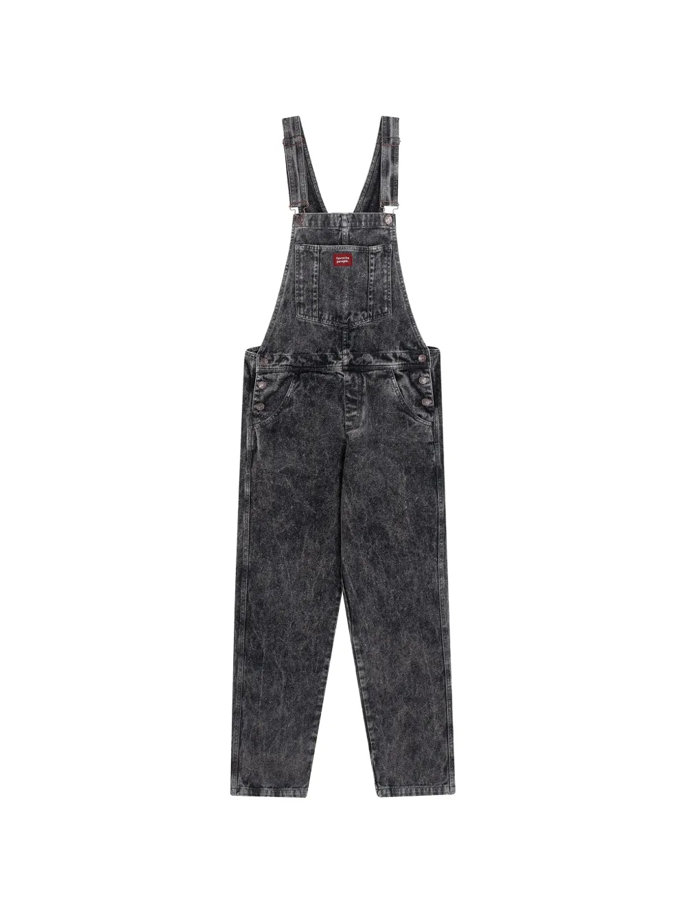 Favorite People Blus Stop garment-dyed logo-patch overalls - Grigio