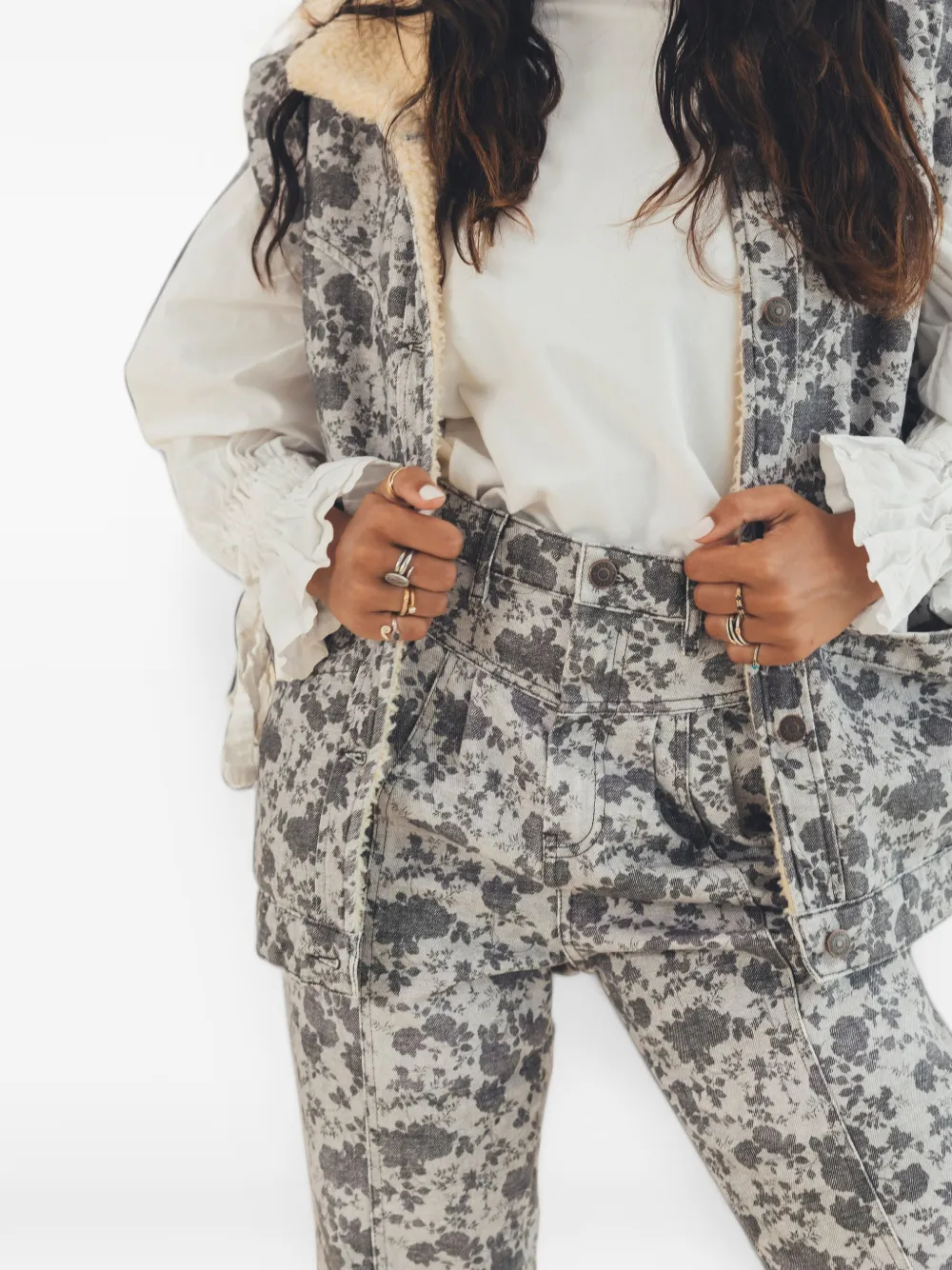 Favorite People Golden Hour floral-print trousers Grijs