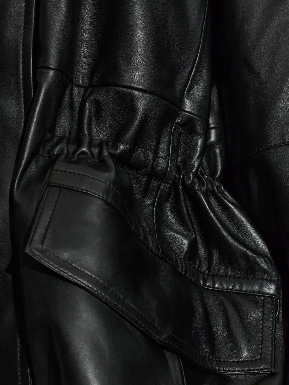 IRO Groove drawstring leather jacket Zwart