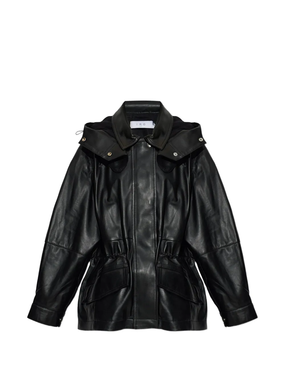 IRO Groove drawstring leather jacket Zwart