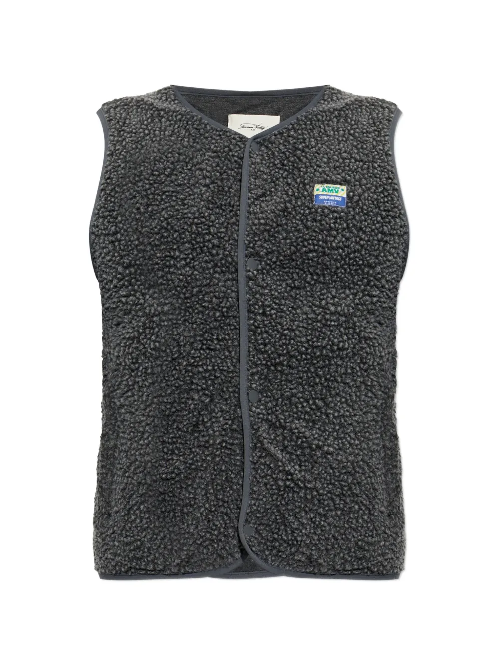 American Vintage logo-patch fleece gilet jacket - Grigio
