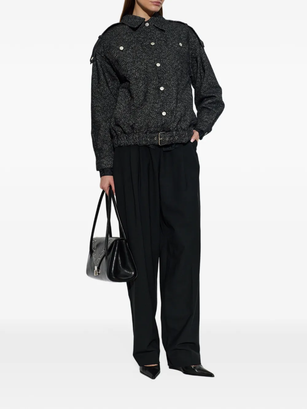 IRO Medley belted oversized jacket Zwart