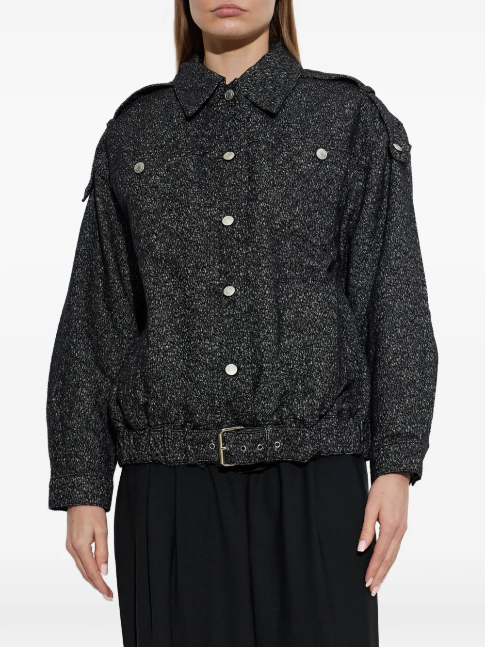IRO Medley belted oversized jacket Zwart