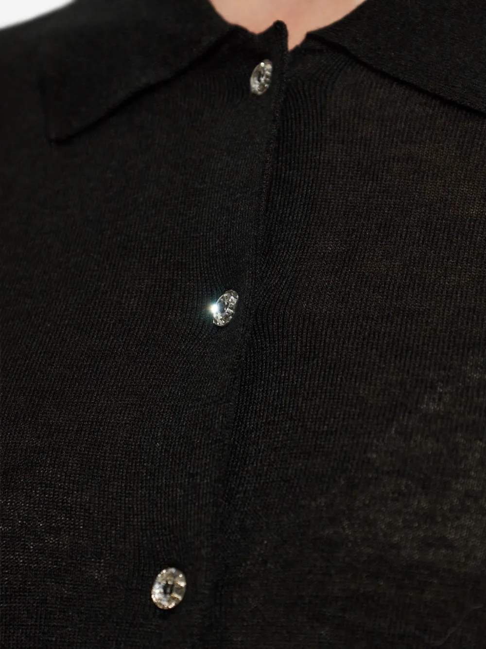 Lacoste Diamanté-button cashmere-blend cardigan Zwart