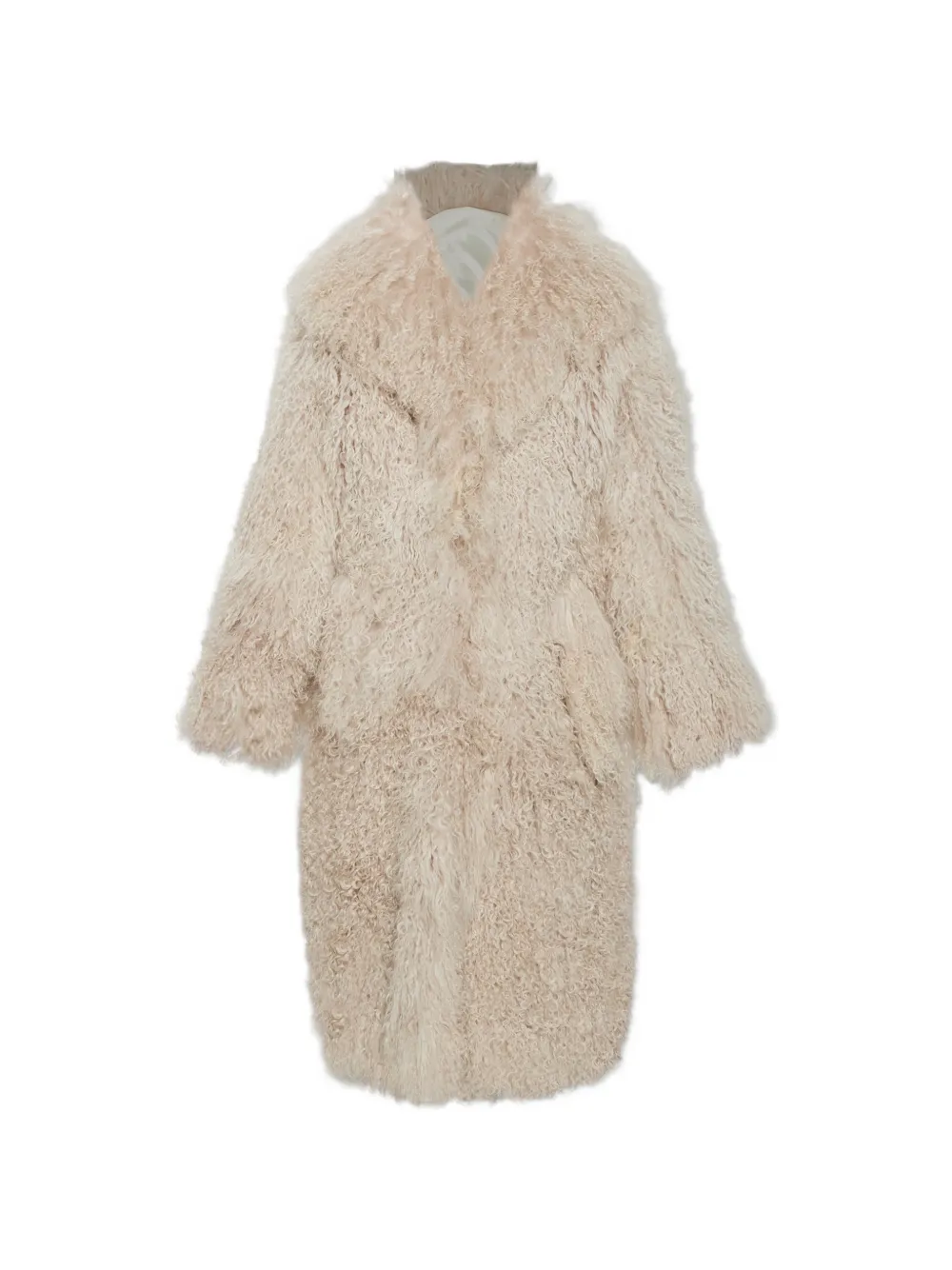AMI Paris long white lamb-shearling coat - Neutrals