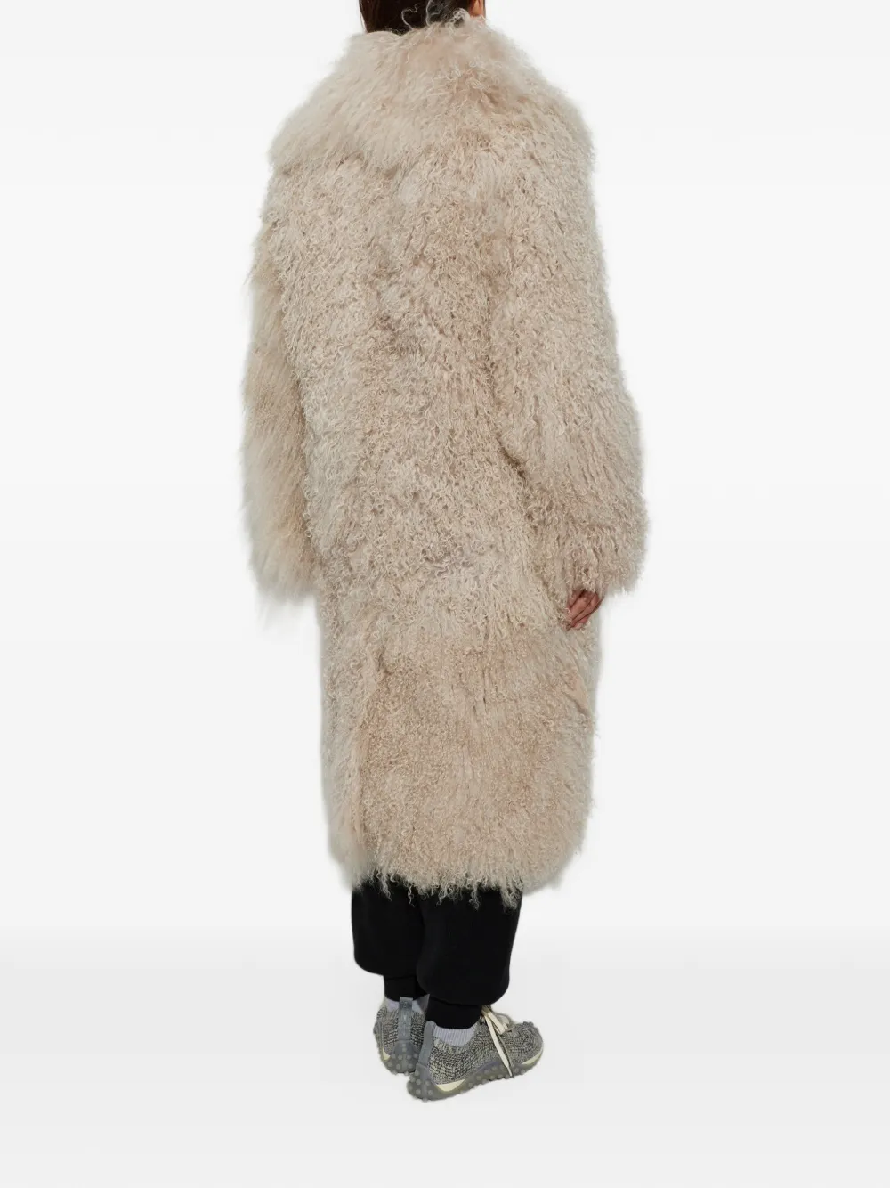 AMI Paris long white lamb-shearling coat Beige
