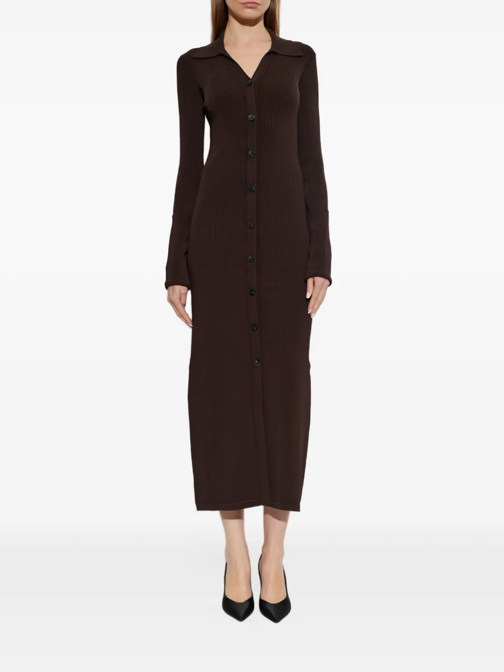 IRO Wonderwall ribbed-knit midi dress Bruin
