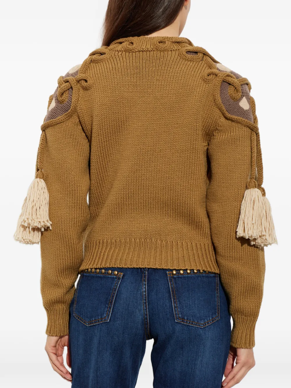 ETRO embroidered tassel-detail sweater Bruin