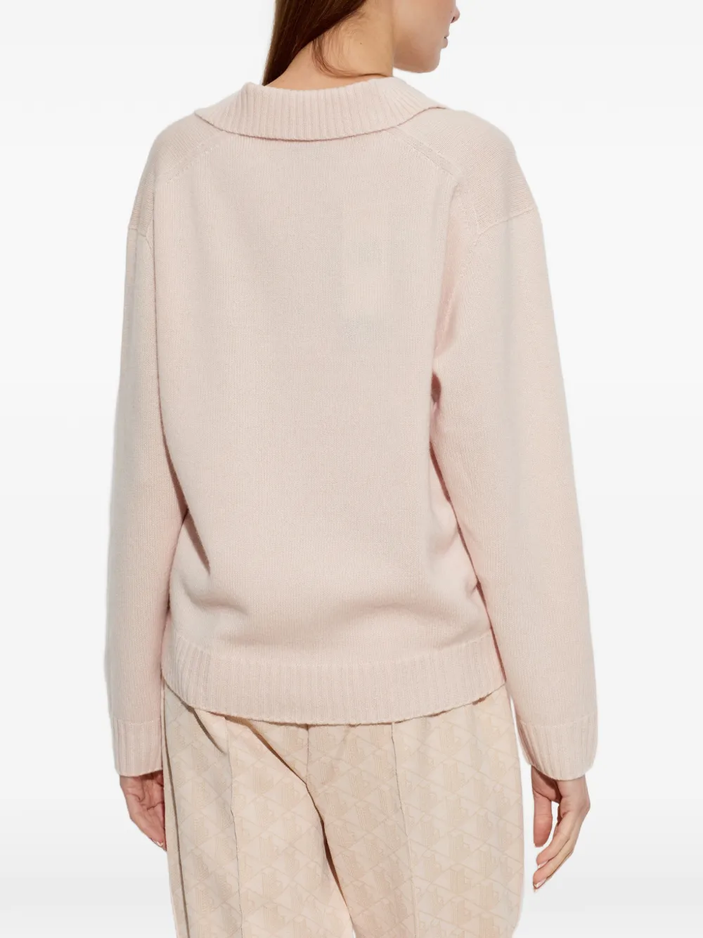 Lacoste 3D cashmere knit polo-collar sweater Roze