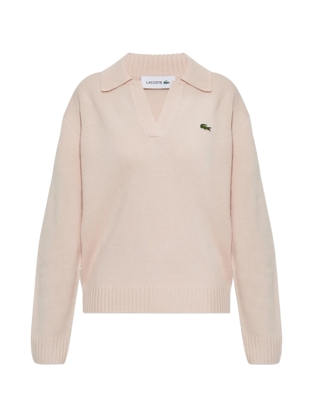 Lacoste 3D cashmere knit polo-collar sweater Roze