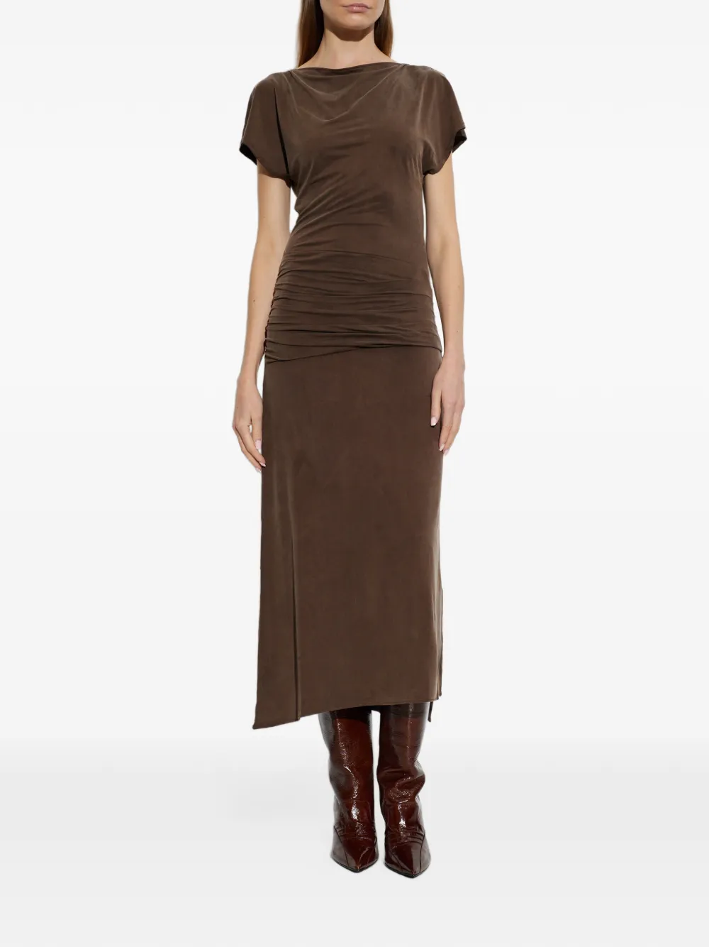 IRO Excess ruched midi dress Bruin