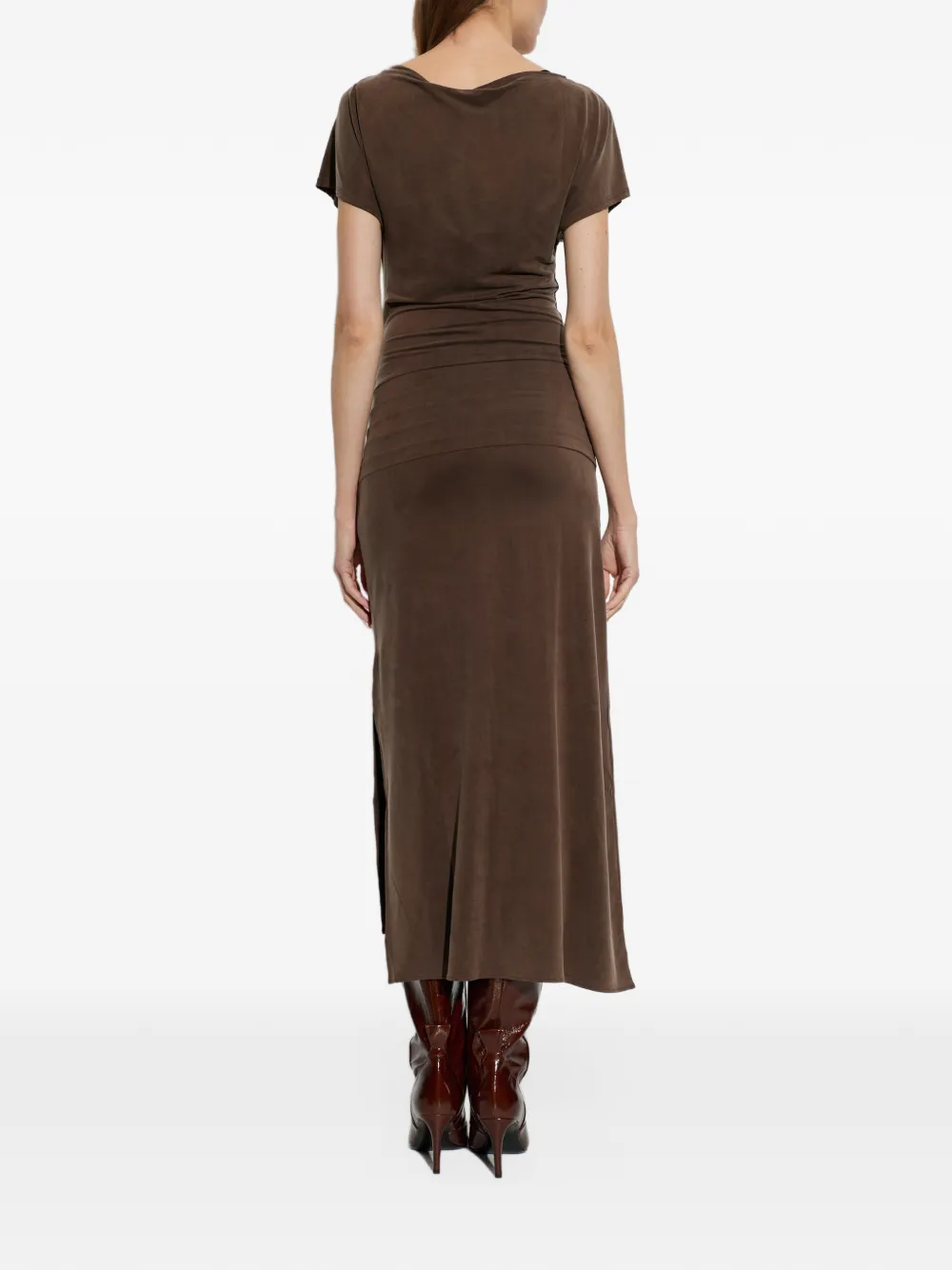IRO Excess ruched midi dress Bruin