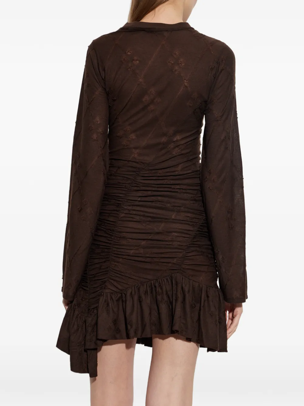 IRO Harmony ruched ruffled mini dress Bruin