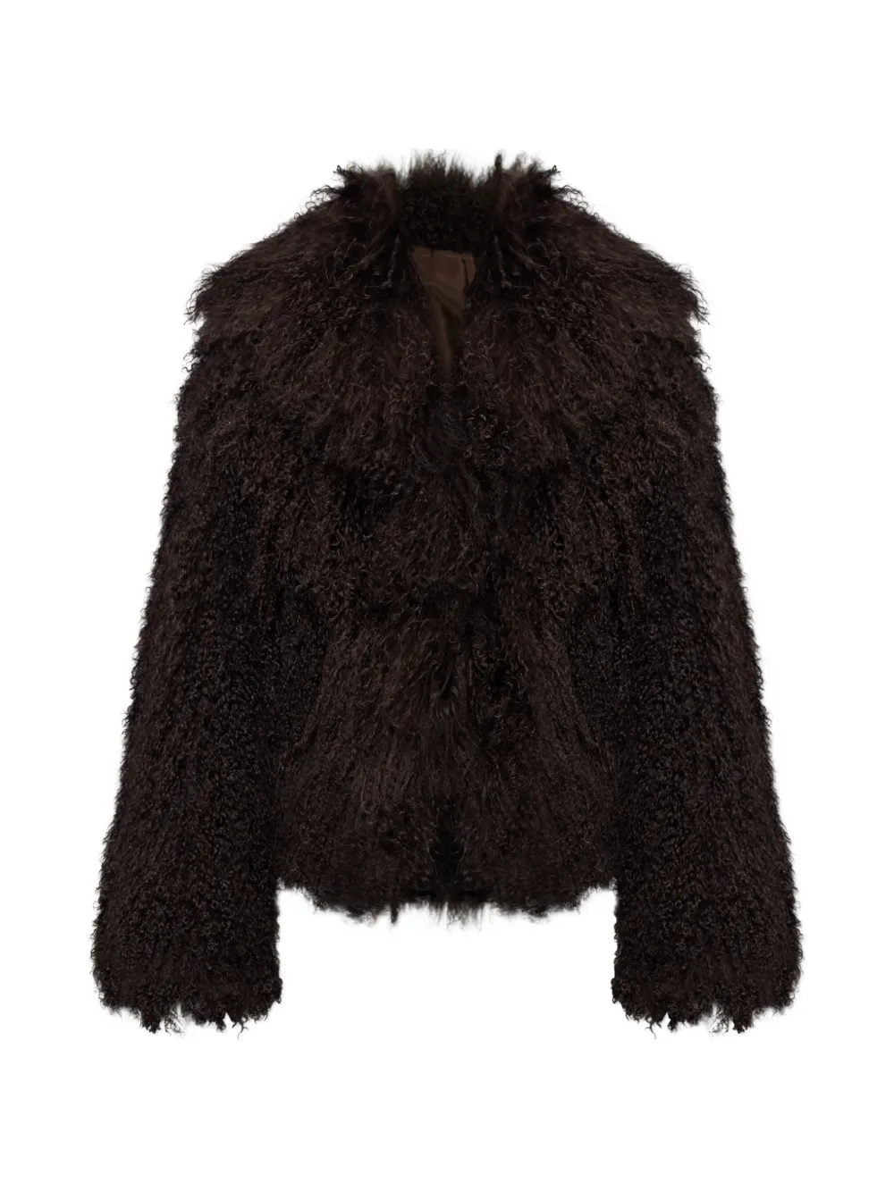 AMI Paris brown lamb-shearling short jacket Bruin
