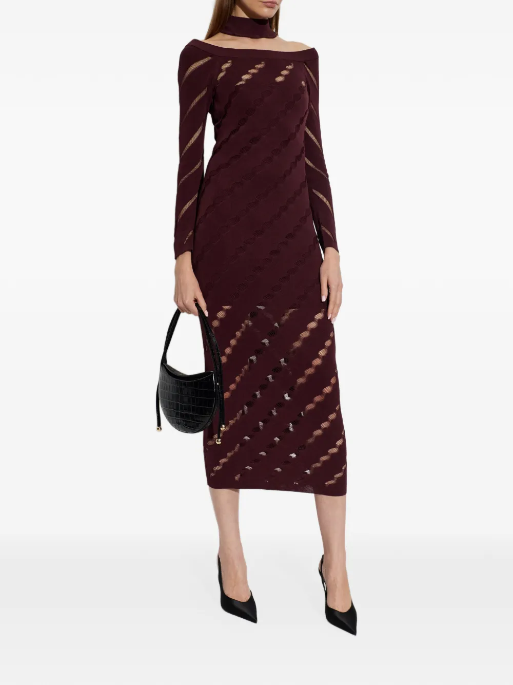 IRO Unforgiven ladder-stitch midi dress Rood
