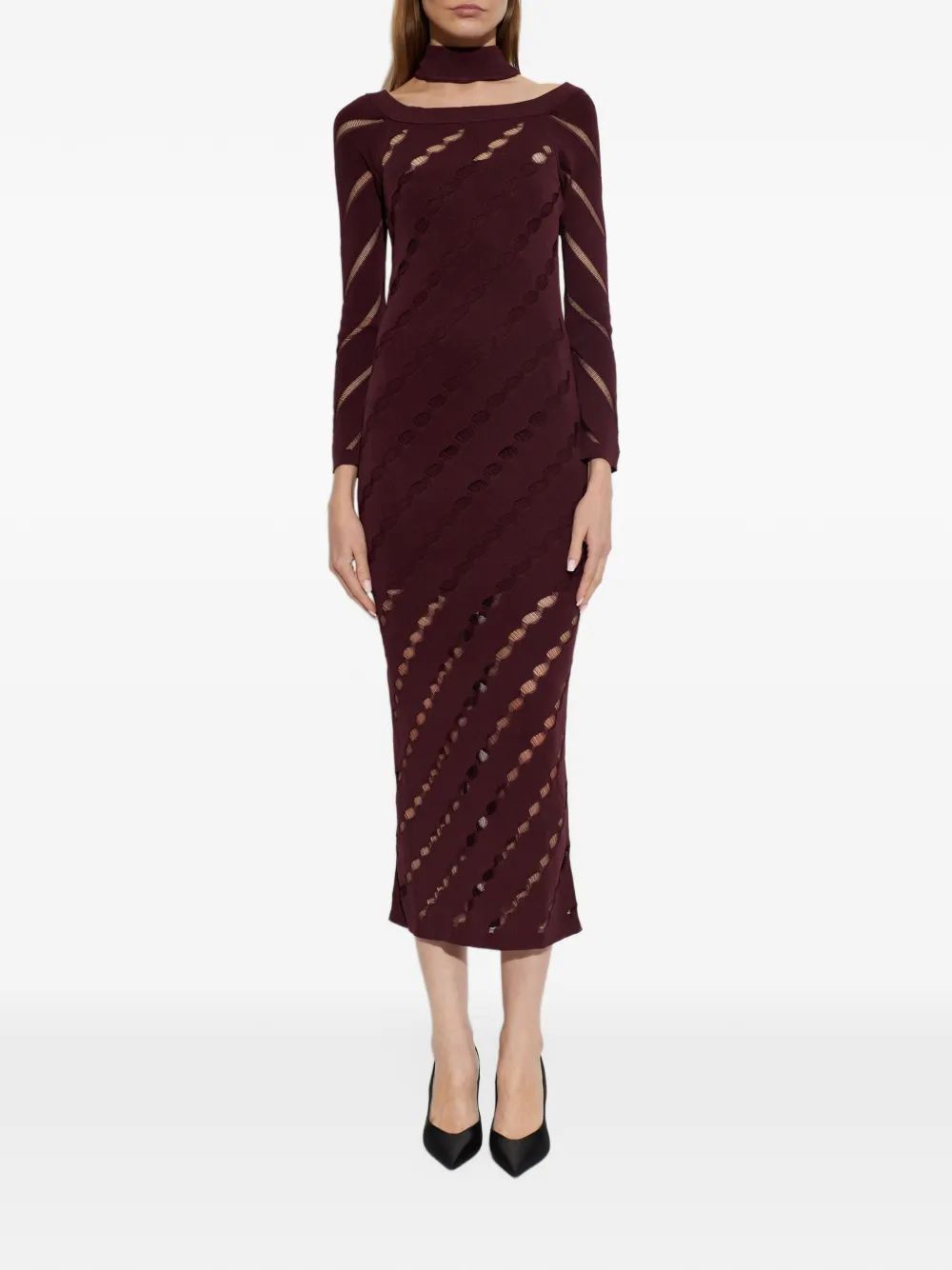 IRO Unforgiven ladder-stitch midi dress Rood