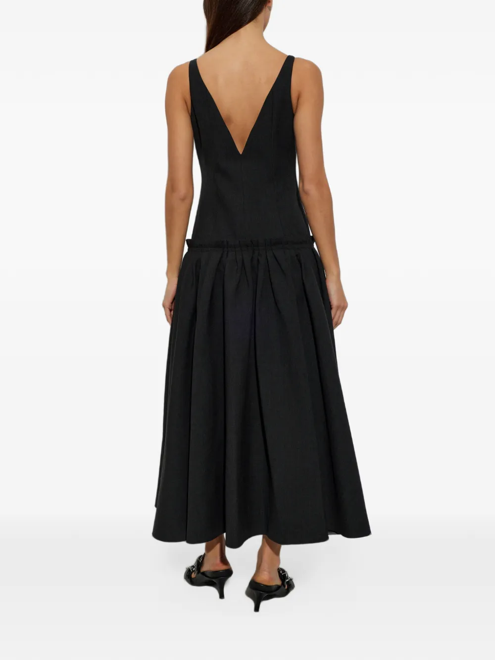 AMI Paris maxi grey low-waisted wool dress Grijs