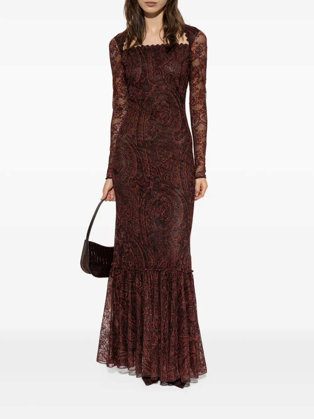 ETRO paisley-print lace maxi dress Bruin