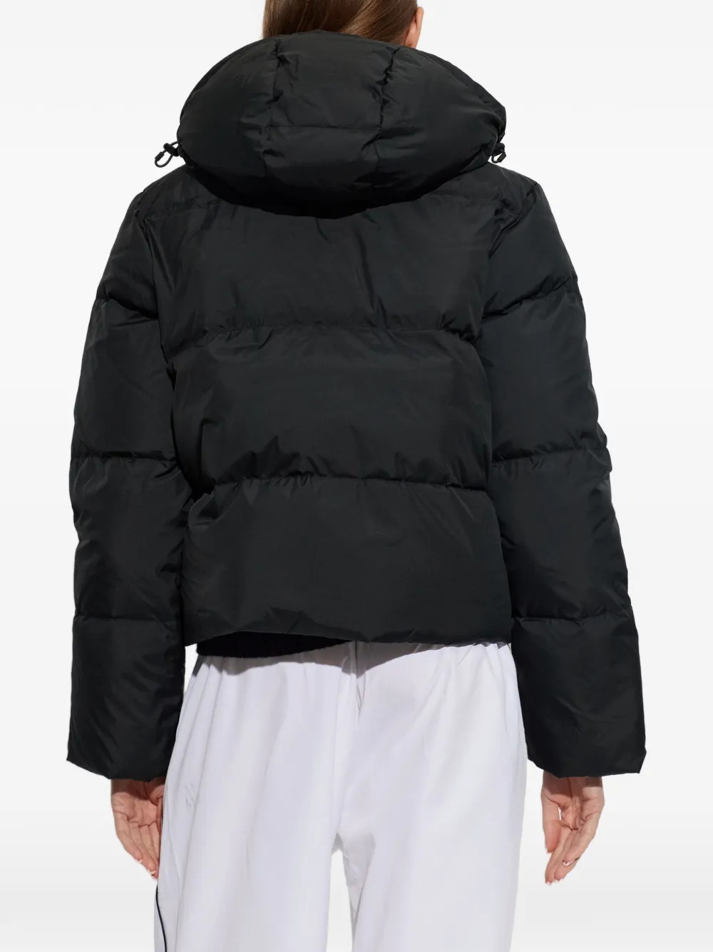 Lacoste waterproof down jacket with hood Zwart