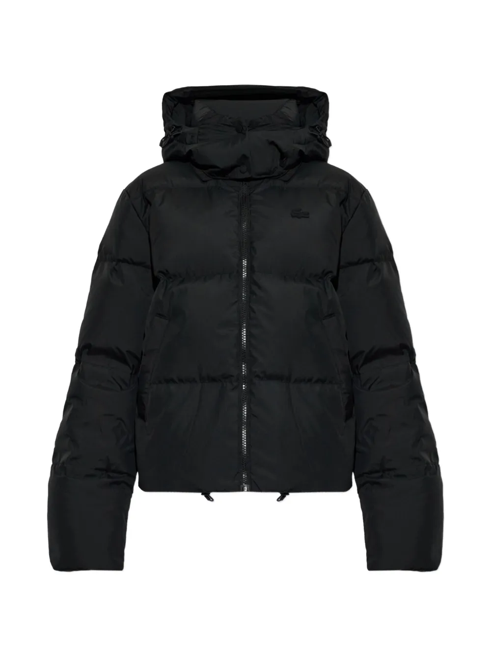 Lacoste waterproof down jacket with hood Zwart