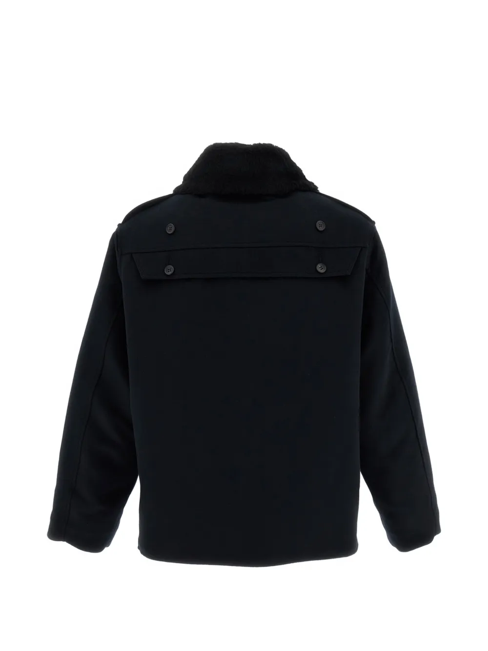 Junya Watanabe MAN shearling-collar cashmere jacket Blauw