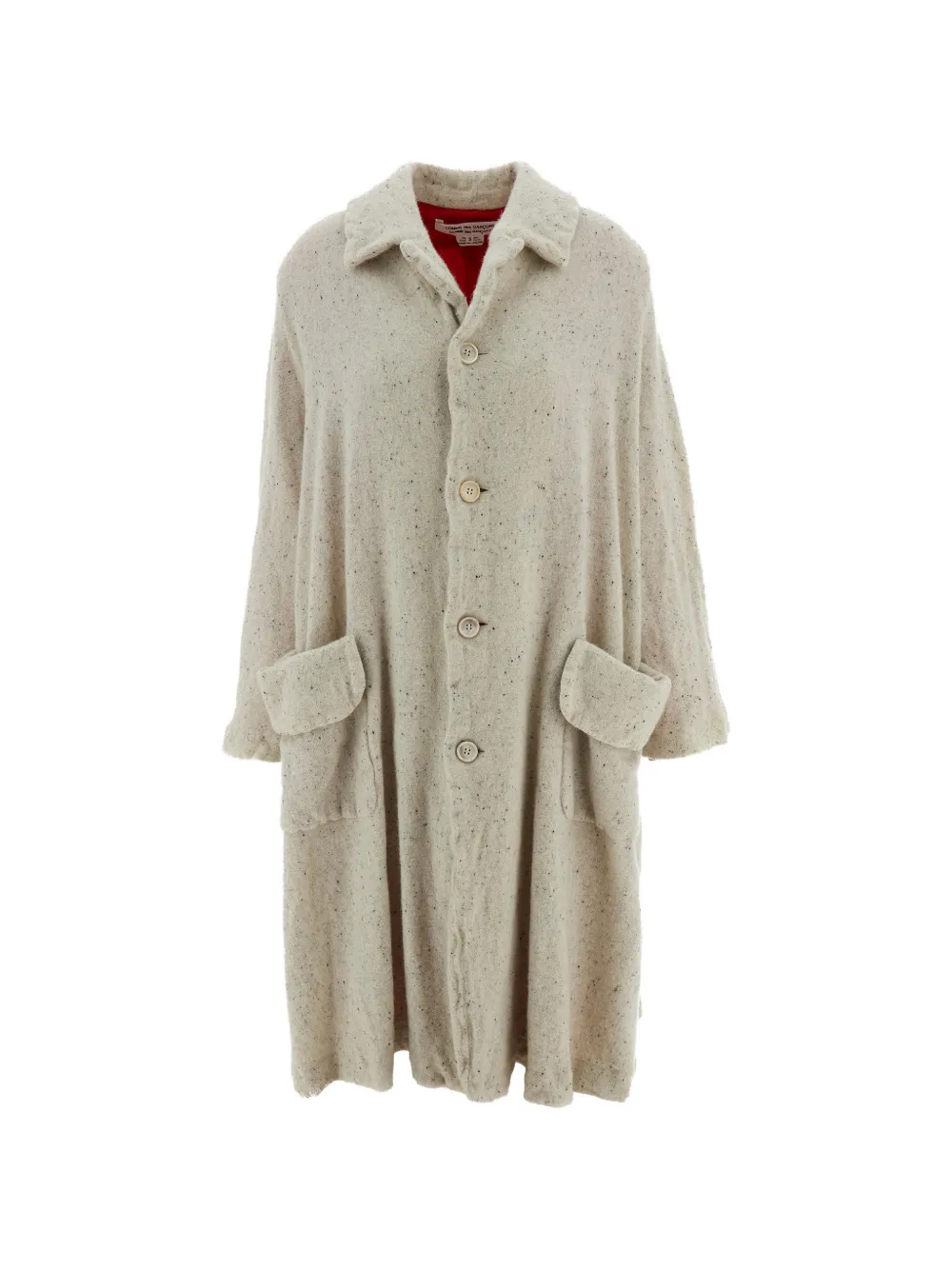Comme Des Garçons Comme Des Garçons flecked button-up long coat - White