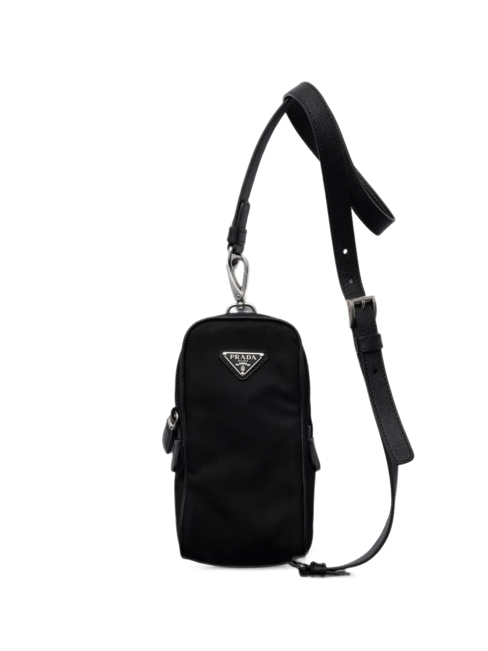 Prada Borsa a spalla con placca logo - Nero