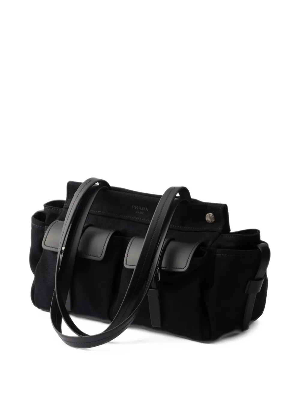 Prada Route medium leather tote bag Zwart