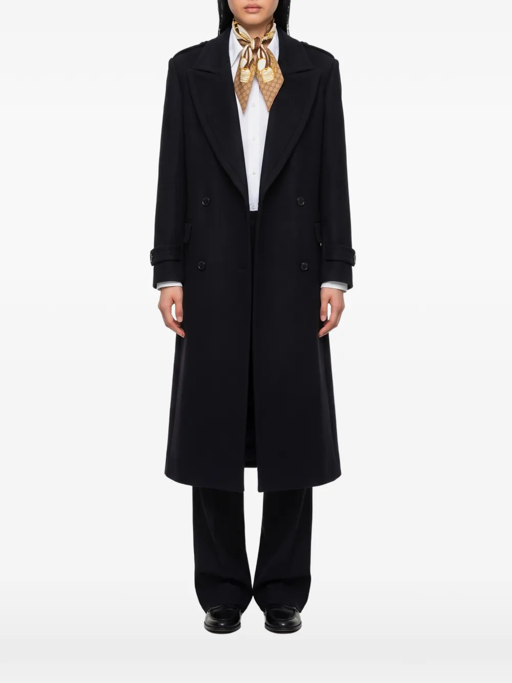 SUTTON NEW YORK double-breasted shoulder-epaulettes coat - Black