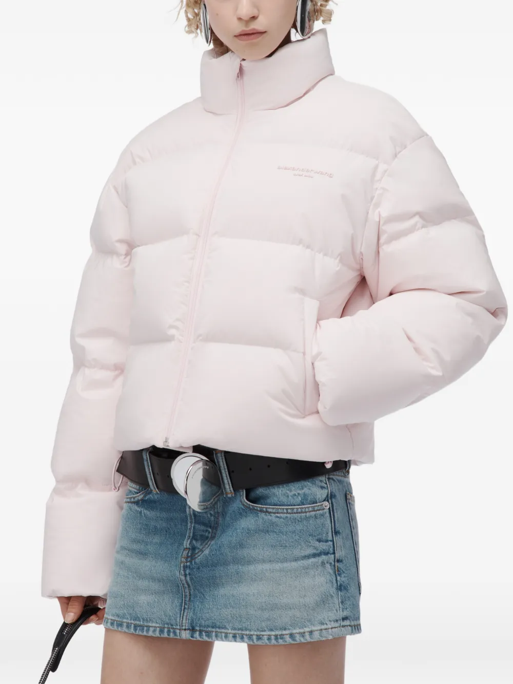 Alexander Wang cropped channel puffer jacket Roze
