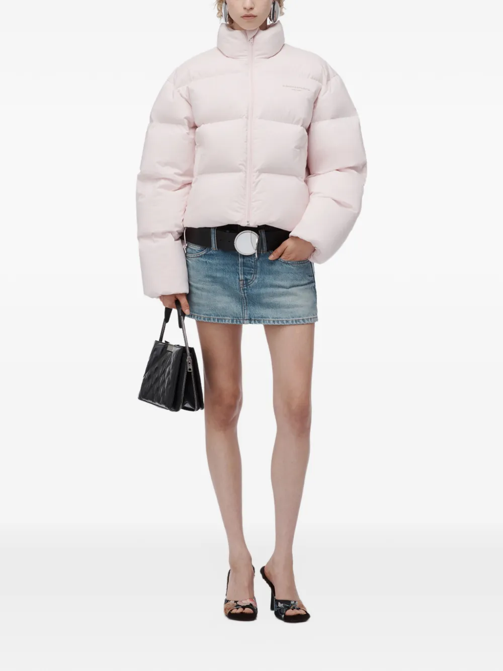 Alexander Wang cropped channel puffer jacket Roze