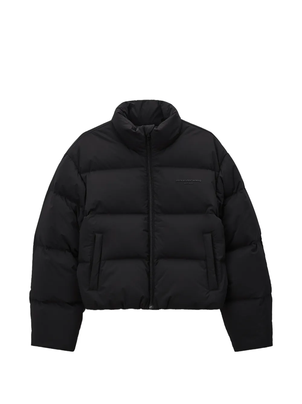 Alexander Wang cropped channel puffer jacket Zwart