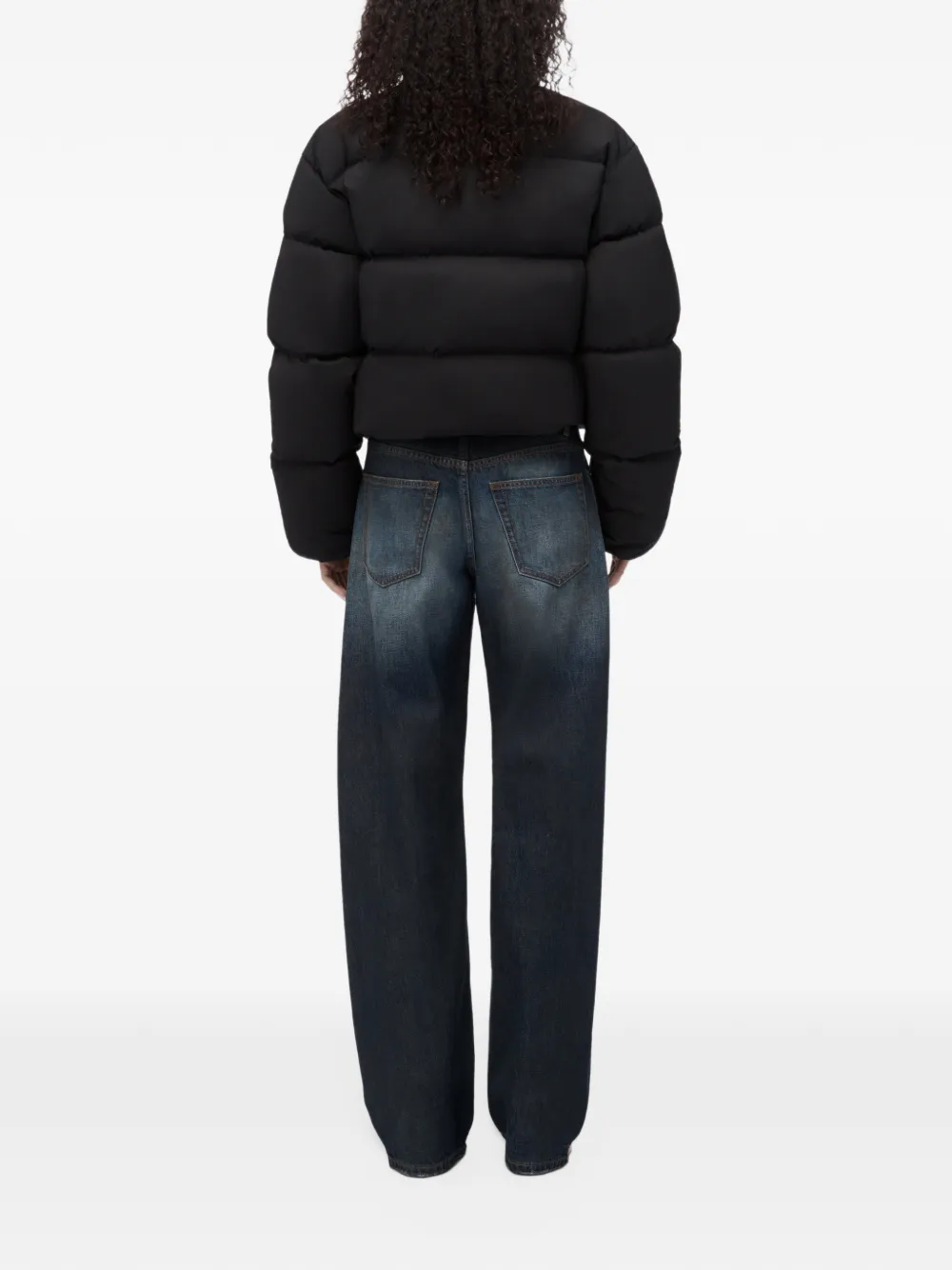 Alexander Wang cropped channel puffer jacket Zwart