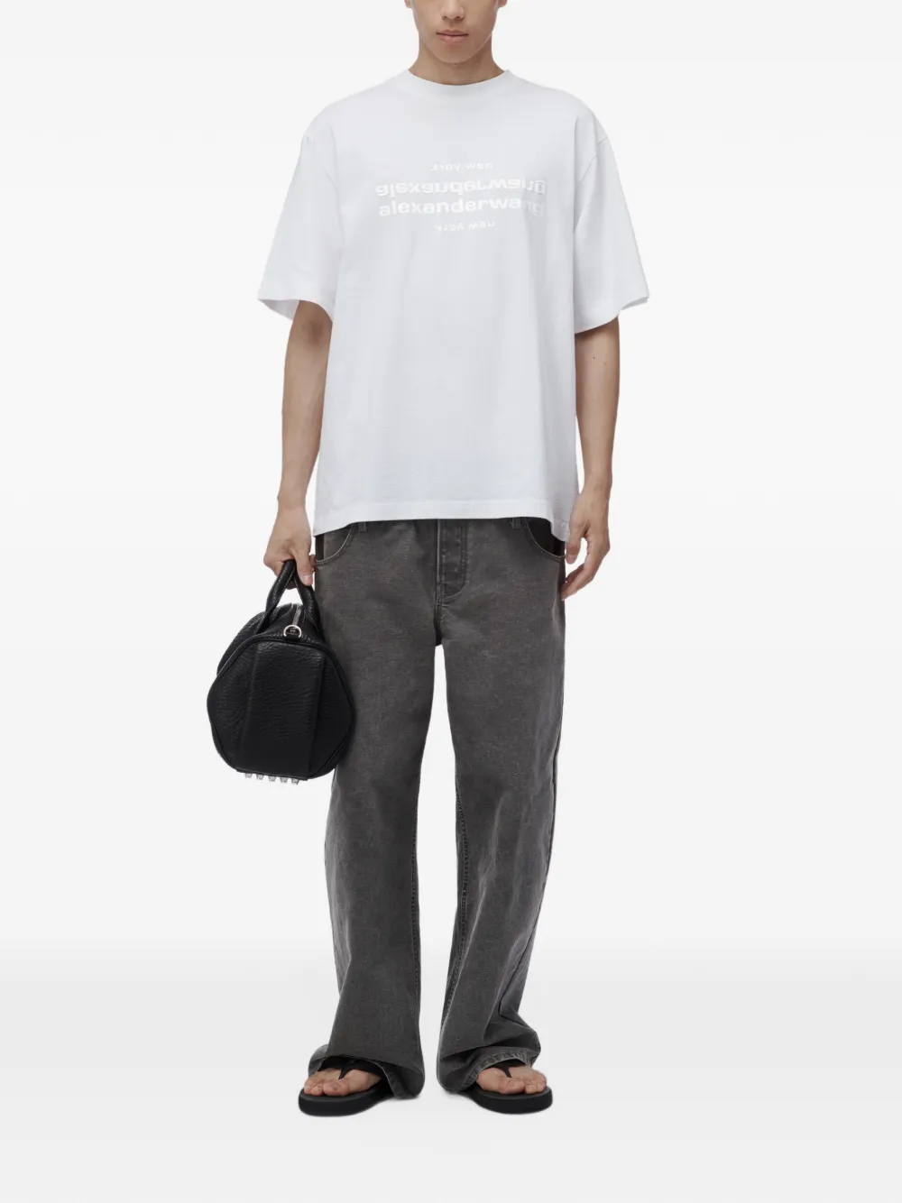 Alexander Wang short sleeve T-shirt w mirror logo Wit