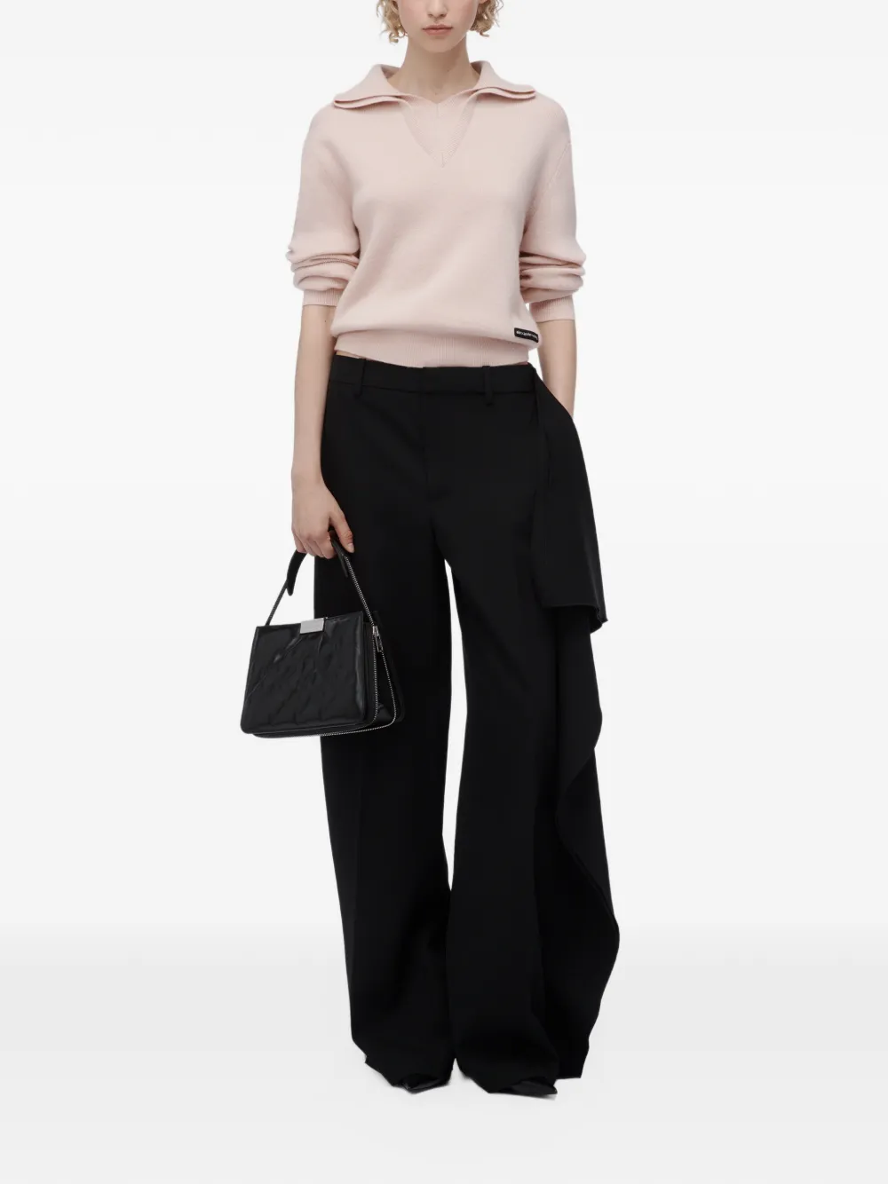 Alexander Wang ls double collar V-neck sweater Roze