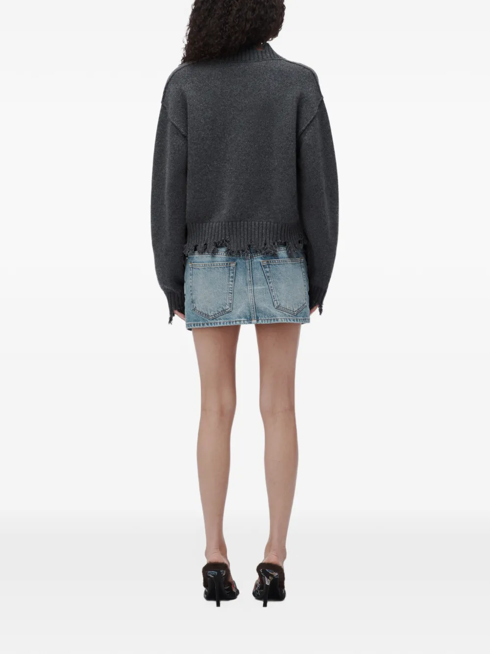 Alexander Wang grunge cropped V-neck pullover Grijs