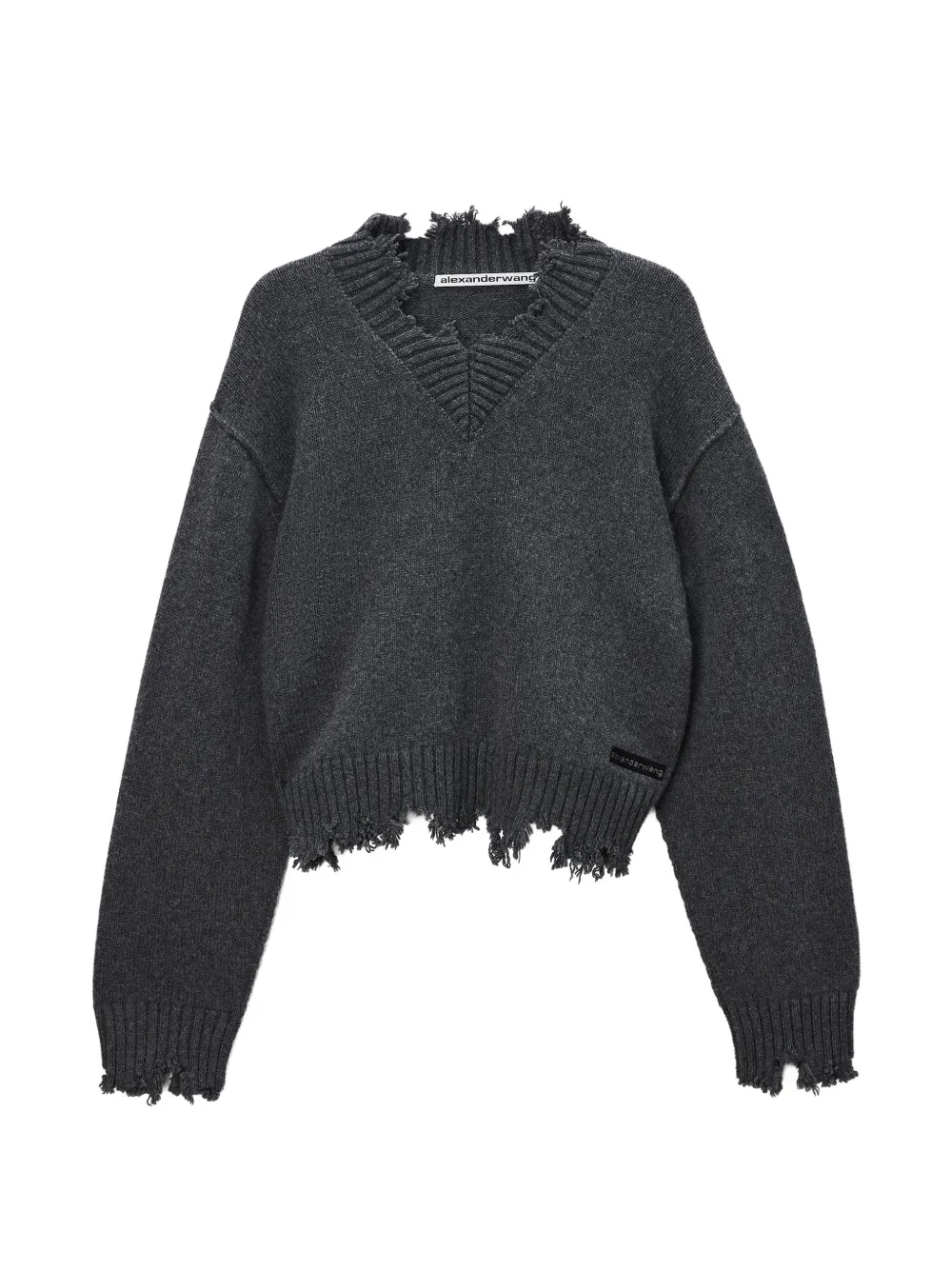 Alexander Wang grunge cropped V-neck pullover Grijs