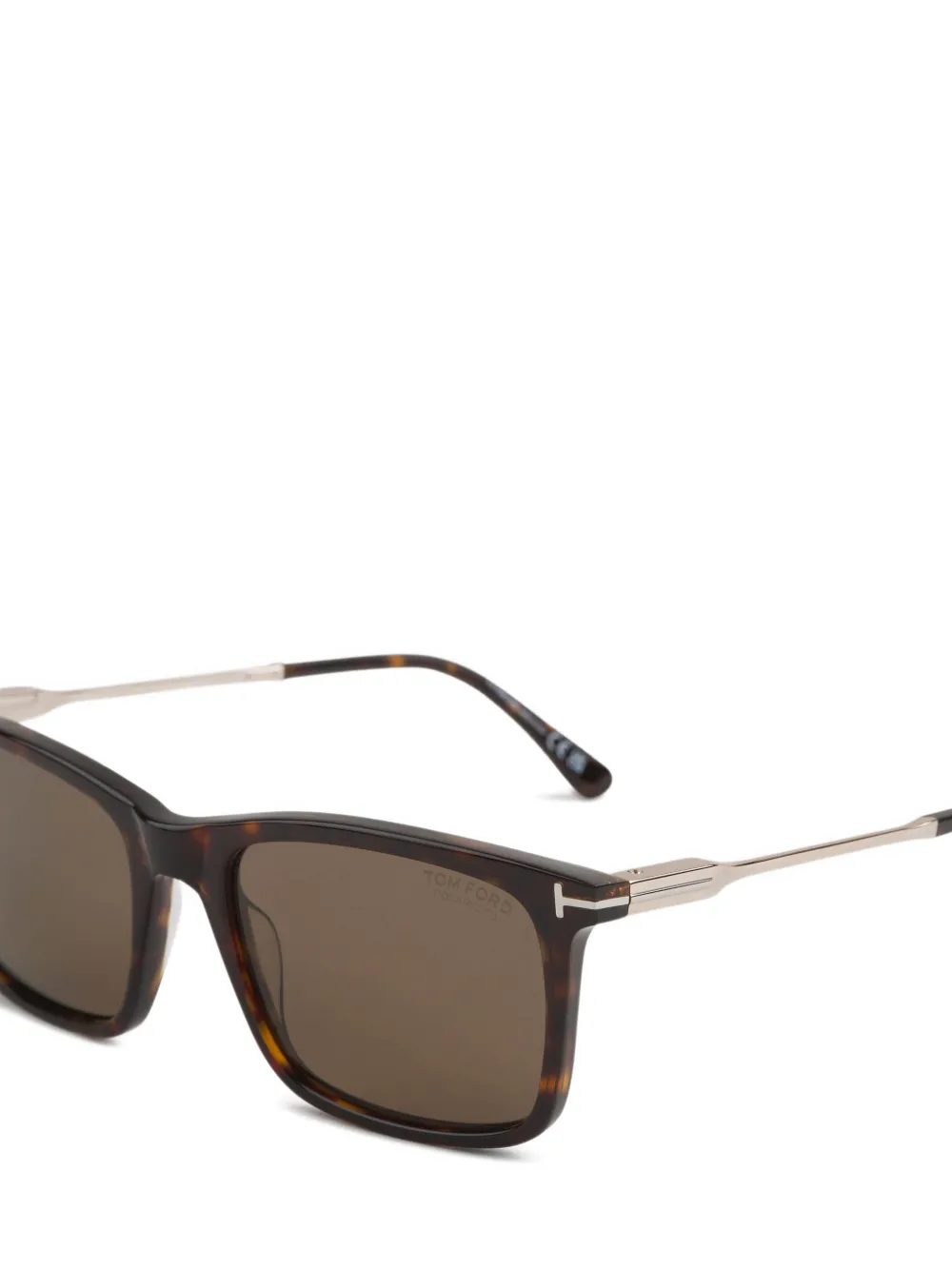 TOM FORD Eyewear tortoiseshell-effect rectangle-frame sunglasses Bruin