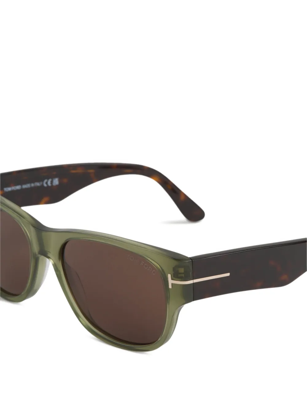 TOM FORD Eyewear tortoiseshell-effect square-frame sunglasses Groen