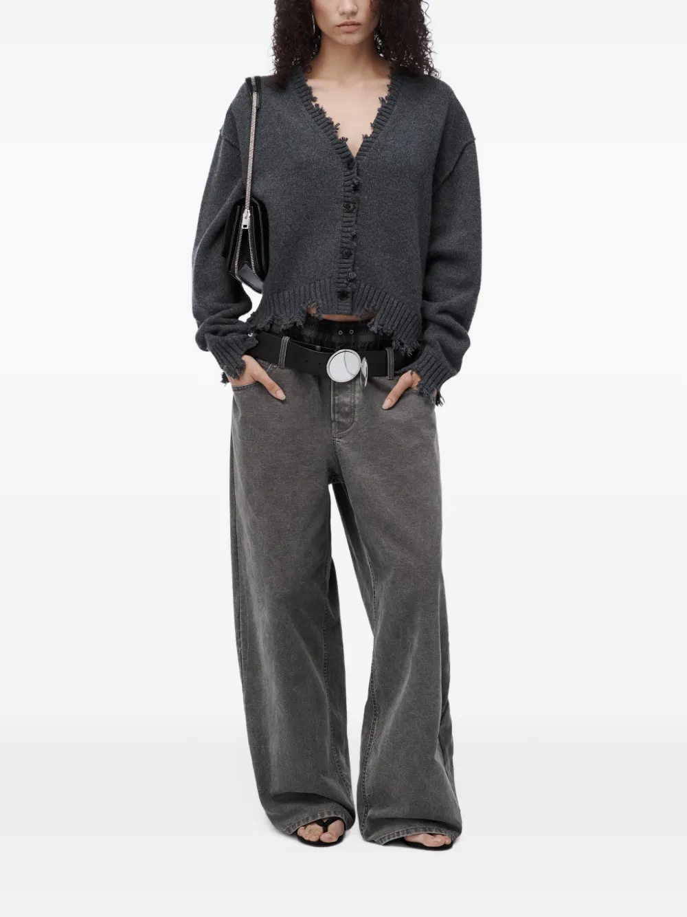 Alexander Wang grunge V-neck cardigan Grijs