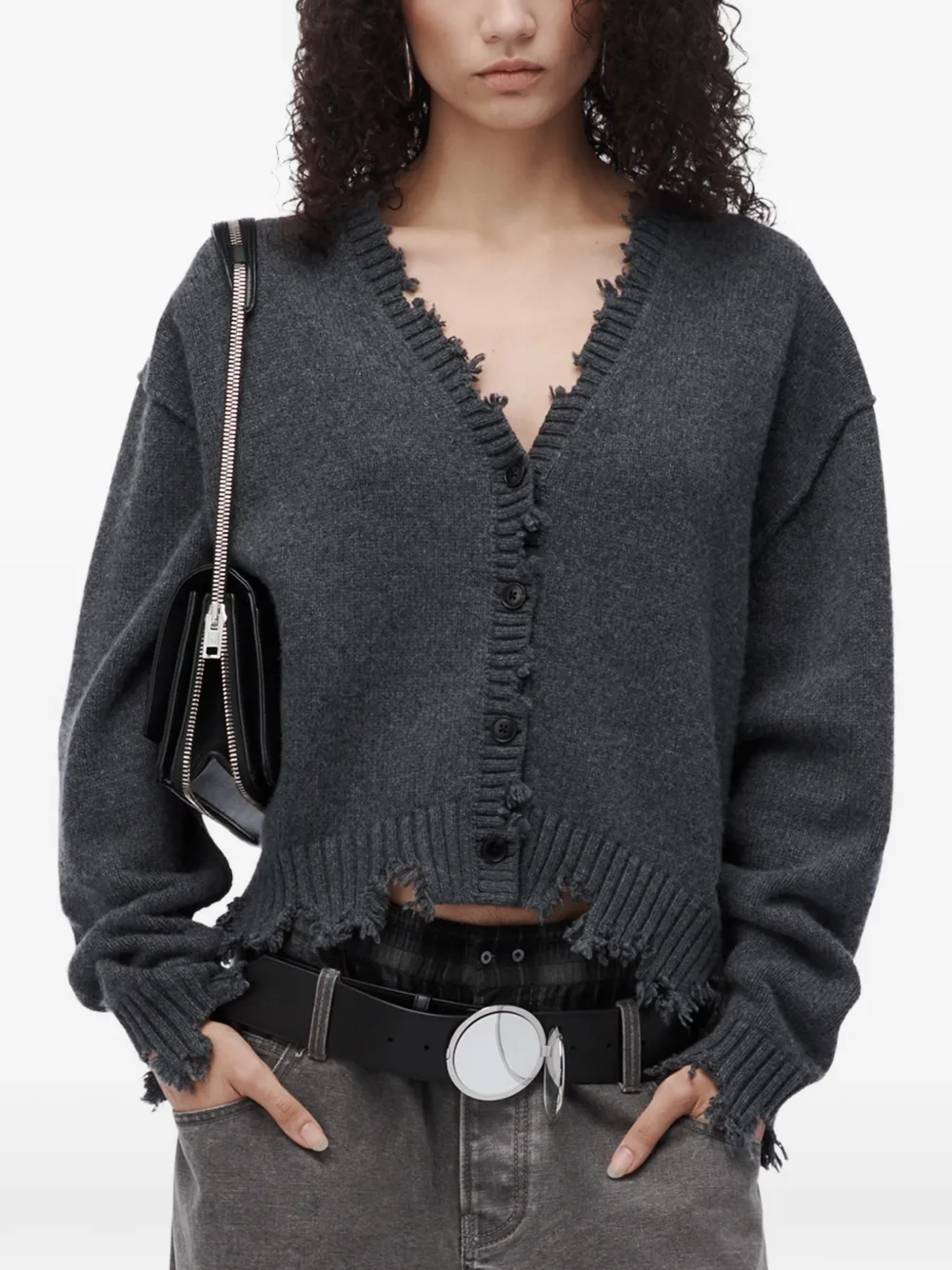 Alexander Wang grunge V-neck cardigan Grijs